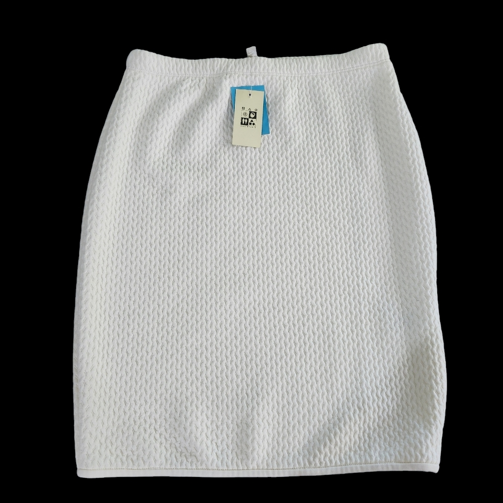 Max Studio Womens Skirt Size S Ivory Textured Pull On Stretch Straight Pencil